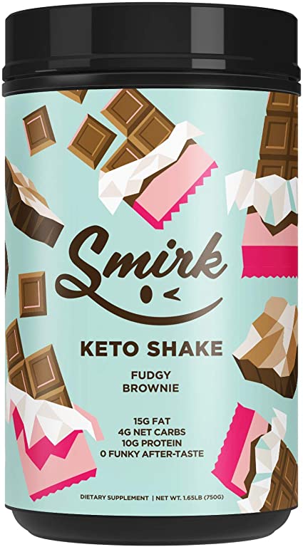 Smirk Keto Protein Powder Shake with MCT Oil   Hydrolyzed Collagen Powder – 10g Whey Protein Isolate, 15g Fat, 4g Net Carbs – Meal Replacement Protein Shake – Fudgy Brownie, 20 Large Servings