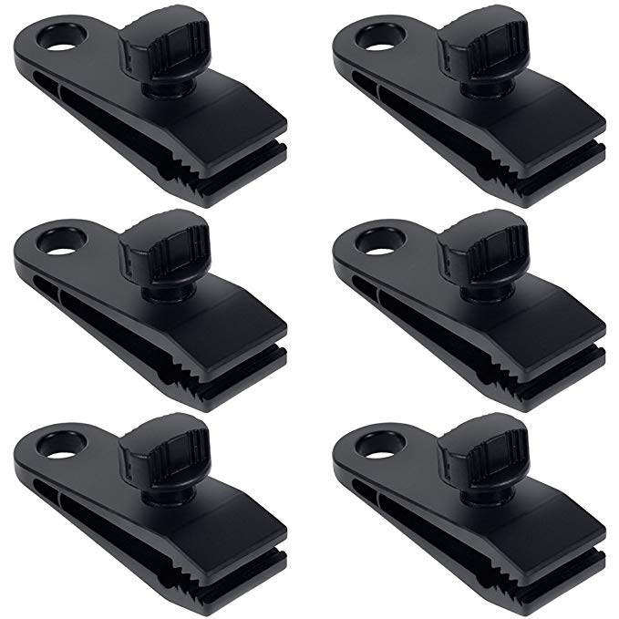 Rovtop 6 Pcs Tarp Clips Lock Grip Awning Clamp Set Instant Clip Tent Accessories,Black