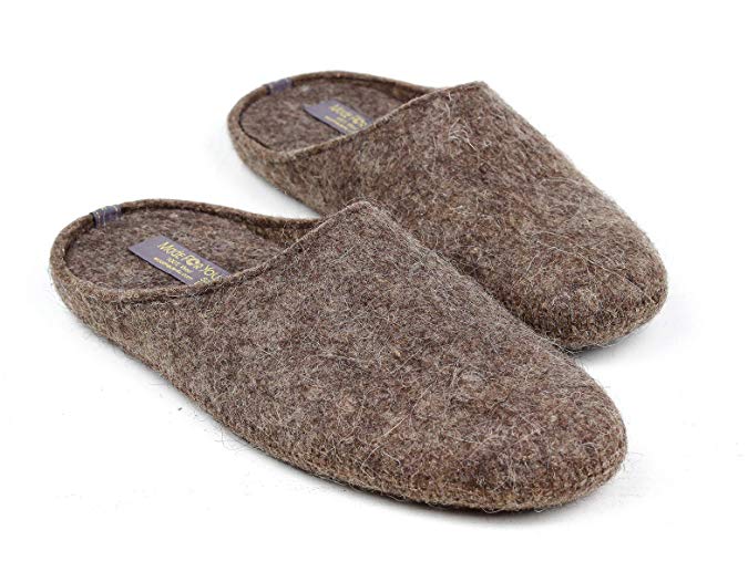 Made For You Men’s Natural Wool Slippers with Arch Support Insoles and Non-Slip Rubber Soles, Hypoallergenic, Lightweight