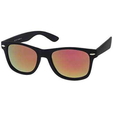 zeroUV - Matte Finish Reflective Color Mirror Lens Large Square Horn Rimmed Sunglasses 55mm
