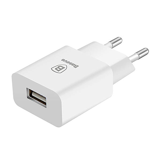 European USB AC Power Adapter,JGOO Potable 5.0V/2.1A Fast Charging USB Home and Travel EU Plug Wall Charger with Intelligent Security Technology for iPhone 6S/SE/7/8/X, Samsung S7 /S7 Edge/S8/S8 Plus/Note 8,iPad And More