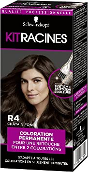 Schwarzkopf - Kit Racines - Coloration Racines Cheveux Permanente - Enrichie d’une huile nourrissante - Couverture Cheveux Blancs - Retouche entre 2 Colorations - Châtain Foncé R4