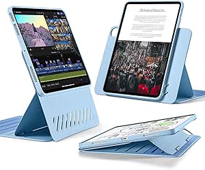 ESR for iPad Air 11 Inch Case M2(2024), iPad Air 6th/5th/4th Gen Case (2024/2022/2020), Removable Magnetic Cover, Adjustable Portrait/Landscape Stand with Raised Screen View, Light Blue