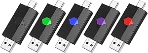 Aiibe 64GB USB C Flash Drive 5 Pack Type C   USB A Dual Thumb Drive USB 2.0 Memory Stick 64GB Flash Drive Push-Pull Portable USB Stick 64GB USB Drive (5 Pack, Black Green Red Blue Purple)