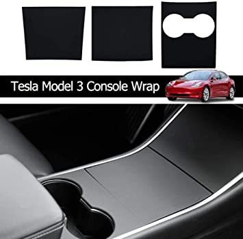 WJM Tesla Model 3 Model Y Center Console Wrap Center Console Plastic ABS Cover for Tesla Model 3 Model Y (Matt Black)