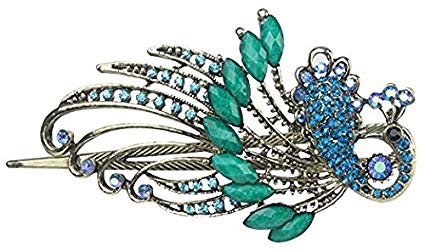 Lovely Vintage Jewelry Crystal Green Peacock Hair Clips - for hair clip Beauty Tools