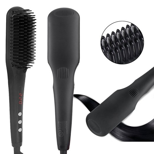 [Updated version] marsboy S102 Hair Straightener Brushes 2 in 1 PTC heating   Anion Hair Care Styling Comb,Ionic Hair Straightening Brush Electric Safe UK standard
