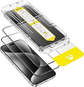 JETech Protector de Pantalla para iPhone 15 Pro 6,1 Pulgadas con Un Paso Alineación Bandeja, Cristal Vidrio Templado Sin Burbujas, Amigable para Funda, HD Clara, 2 Unidades