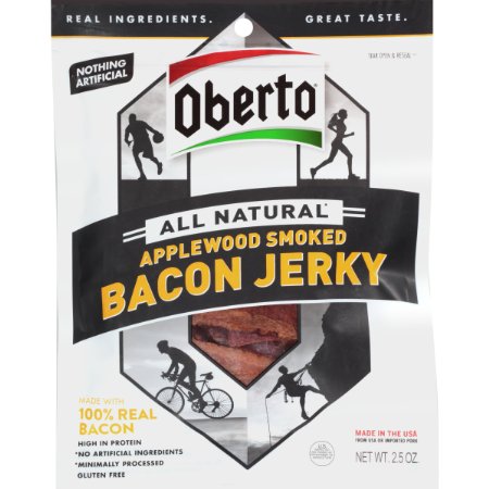 Oberto All Natural Applewood Smoked Bacon Jerky, 2.5 Ounce Bag