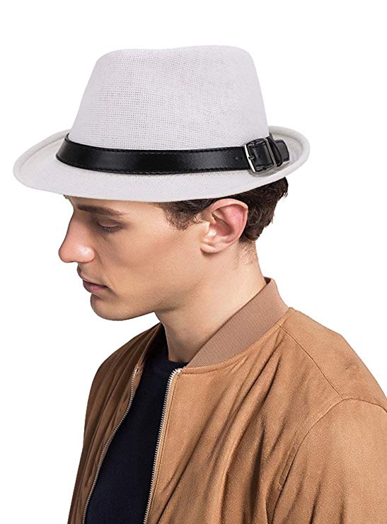 Lullaby Mens Womens Short Brim Structured Straw Fedora Hat Summer Sun Hat