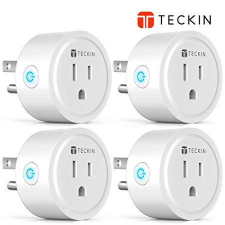 Smart Plug Mini WiFi Outlet Wireless Socket Compatible with Alexa, Echo,Google Home and IFTTT, Teckin Smart Plug Wifi Socket with Timer Function,No Hub Required, White (4 Pack)