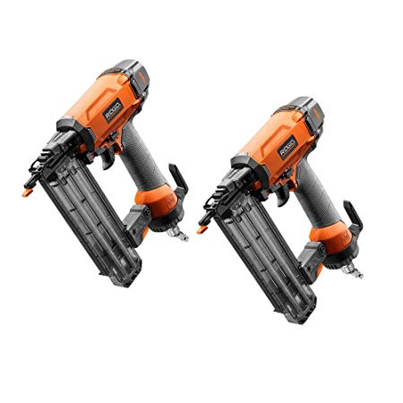 Pair of RIDGID - R213BNE - 2-1/8 in. 18-Gauge Brad Nailer Combo with Hex Grip & Side Load Magazine Air Tool