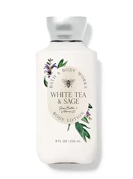 Bath and Body Works White Tea & Sage Lotion 8 Ounce Shea and Vitamin E (White Tea & Sage)