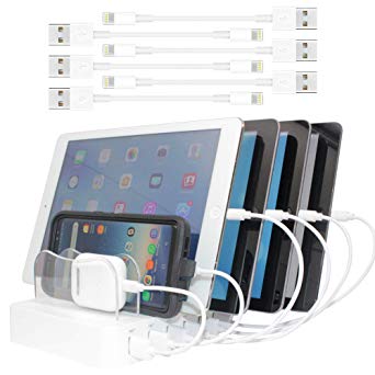 PowerCharge Multi USB Charger Stand for 6 Devices - Choose Your Cables - See why Teachers Love us for Their Classroom use