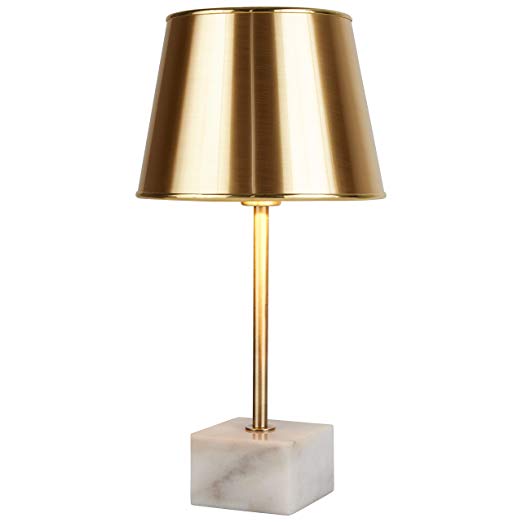 Rivet Marble and Brass Table Lamp, 16" H, with Bulb