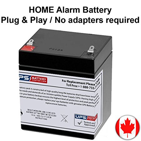 CA1240 12V 4Ah Battery Replacement for ADT, DSC, First Alert Alarm - Higher capacity replacement, longer lasting! - 12V 5Ah - Ships from Toronto