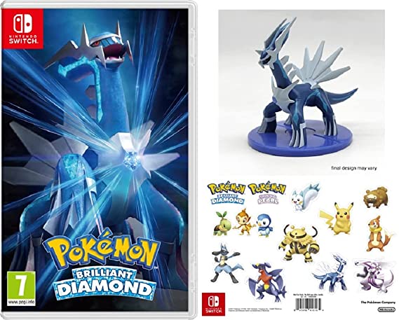 Pokemon: Brilliant Diamond (Nintendo Switch)   Dialga Figurine   Sticker Sheet