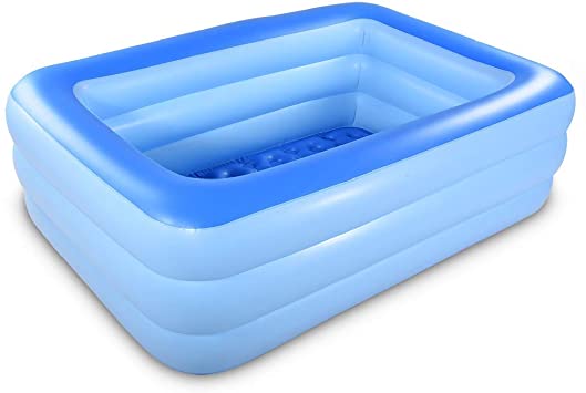 HIWENA Inflatable Family Swim Play Center Pool, 82 inches Gaint Blow Up Pool Summer Water Fun with Inflatable Soft Floor for Family, Garden, Outdoor, Backyard (82IN Blue)
