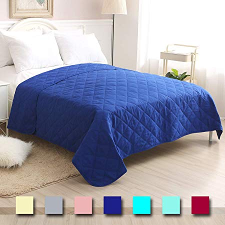 CottonTex Super Soft Bedspread Blue,Twin Size 68x86 Inches Diamond Pattern Lightweight Hypoallergenic Microfiber Bed Coverlet Quilt