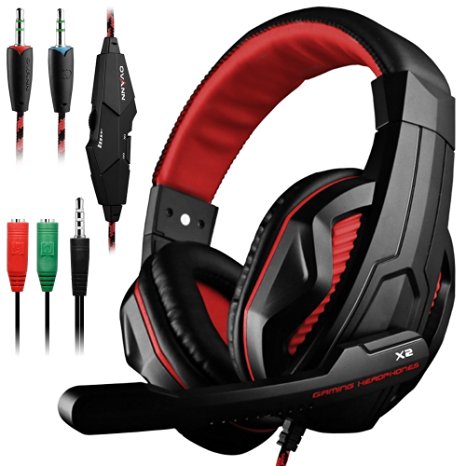 Gaming Headset,DLAND 3.5mm Wired Bass Stereo Noise Isolation Gaming Headphones with Mic for Laptop Computer, Cellphone, PS4 and so on- Volume Control ( Black and Red )
