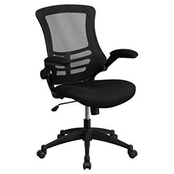 Flash Furniture Mid-Back Black Mesh Swivel Task Office Chair with Mesh Padded Seat and Flip-Up Arms (1 Pack)