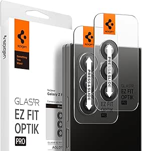 Spigen Glas.tR EZ Fit Optik Pro Kameraschutz kompatibel mit Samsung Galaxy Z Fold 6, 2 Stück, Schwarz, Individuelle Objektive, Anti-Kratzer, 9H Härte Folie