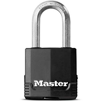 MASTER LOCK Heavy Duty Padlock [Key] [Covered Laminated Steel] [Weatherproof and Rustproof] [Medium Shackle] M115EURDLF - Best Used for Storage Units, Sheds, Garages, Fences