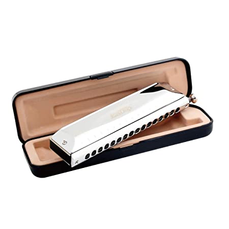 East top Chromatic Mouth Organs Harmonica Key of C 16 Holes 64 Tones, Chromatic Harmonica Mouth Organ for Adults and Professionals with Silver Cover (SR)