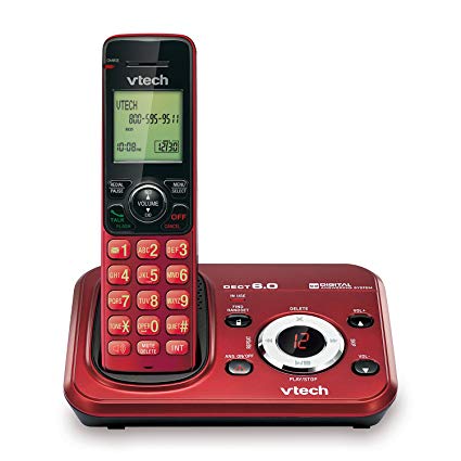 VTech TR16-2013 FoneDeco DECT 6.0 Cordless Phone with Digital Answering System and Caller ID, Expandable up to 5 Handsets, Wall-Mountable, Red