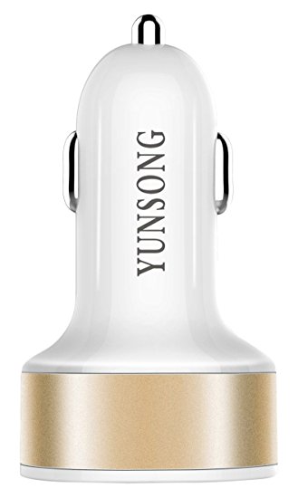 YUNSONG Mini Dual USB Car Charger for Smartphones - Gold