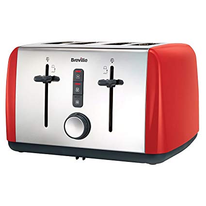 Breville VTT759 Colour Collection 4-Slice Toaster, Red