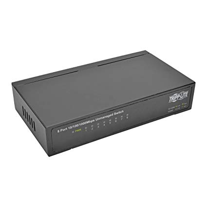 Tripp Lite 8-Port Gigabit Ethernet Switch, Desktop, Metal, Unmanaged Network Switch 10/100/1000 Mbps RJ45 (NG8)