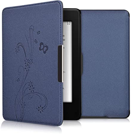 kwmobile Carcasa Compatible con Amazon Kindle Paperwhite - Funda para Libro electrónico con Solapa - Flores y Mariposas