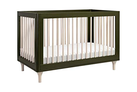 Babyletto Lolly 3-in-1 Convertible Crib with Toddler Bed Conversion Kit, Olive/Washed Natural