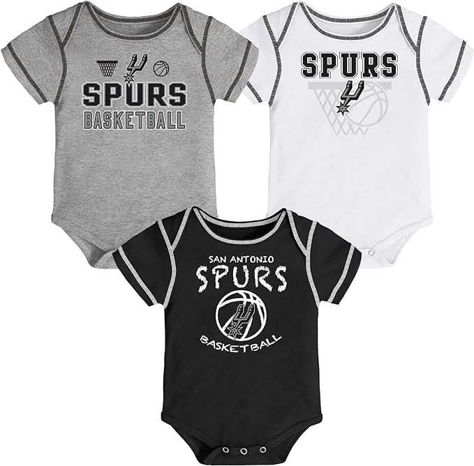Outerstuff NBA Newborn (0M-9M)/Infant (12M-24M) San Antonio Spurs 3 Pack Onesie