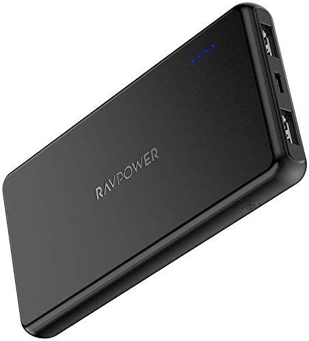 RAVPower Portable Charger 10000mAh External Battery Pack Ultra Slim Power Bank with Dual USB Ports 3.4A Output, Light External Battery Compatible with iPhone, Samsung Galaxy and More