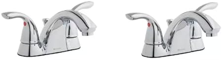 Builders 4 in. Centerset 2-Handle Low-Arc Bathroom Faucet in Polished Chrome (2-Pack)