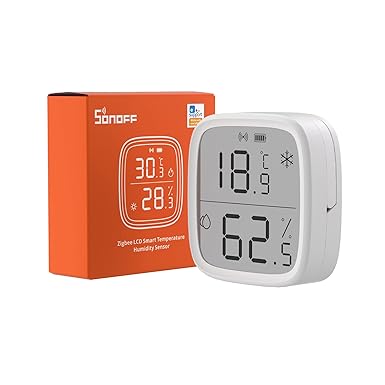 SONOFF Zigbee Indoor Temperature Humidity Sensor, SNZB-02D LCD Zigbee Thermometer Hygrometer, Works with Alexa & Google Home for Remote Monitoring and Home Automation, ZigBee 3.0 Hub Required, 1-Pack