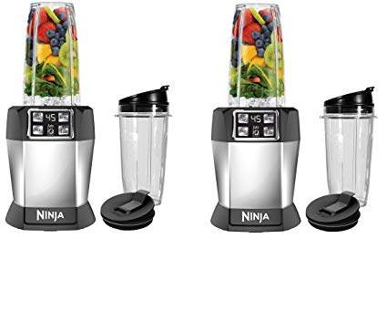 Ninja BL480D Nutri Ninja with 1000 Watt Auto-IQ Base for Juices, Shakes & Smoothies Personal Blender 18 and 24 oz. Black/Silver (Twо Расk)