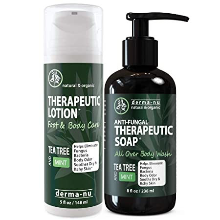 Antifungal Antibacterial Soap and Lotion - Natural Anti-Fungal Body Wash & Treatment with Tea Tree Oil - Soothe Jock Itch, Athletes Foot, Body Odor, Nail Fungus, Ringworm, Eczema & Back Acne