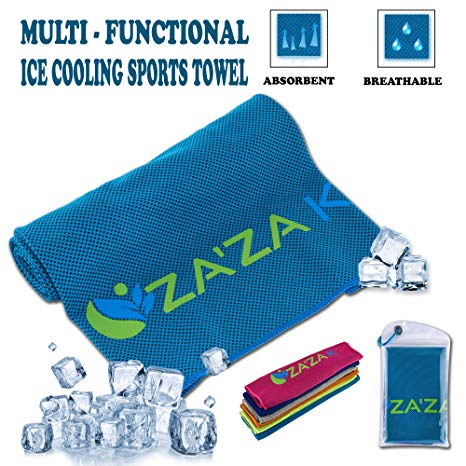 ZA'ZA K Cooling Microfiber Towel for Instant Cooling Relief, Cooling Towels for Neck, Sports Towel for Women, Men, Kids, Fitness Towels, Yoga, Workout, Gym, Pilates, Running, Travel, Camping, Golf