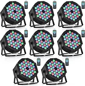 CO-Z Stage Lights, 36 LED Par Lights with Remote Control, DMX Controller Compatible, 8 Pack DJ Lights for Event Wedding Holiday Party Bar Club Music Dance Show