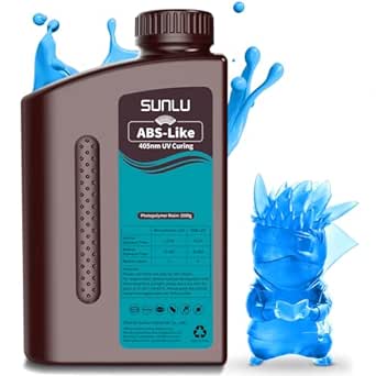 SUNLU 1000G ABS Like Resin for 3D Printer, 405nm UV Curing Photopolymer Rapid 3D Resin for 2K 4K 6K 8K LCD/DLP/SLA 3D Printers, Non-Brittle & High Precision & Low Shrinkage, 1KG, Clear Blue