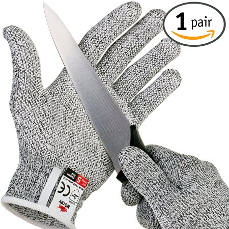 NoCry Cut Resistant Gloves with Grip Dots - High Performance Level 5 Protection, Food Grade. Size Small, Free Ebook Included!