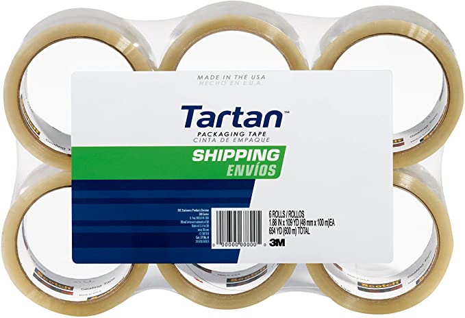 Tartan Shipping Packaging Tape, 1.88Inches x 109.36 yd, 6 Pack (3710L-6)