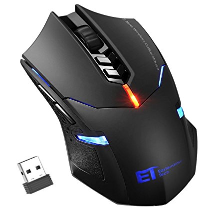 Wireless Gaming Mouse, Pictek 2.4G Wireless Computer PC Gaming Mouse Laptop Cordless USB Gamer Mice with Silent Click, Advanced 2400 DPI Optical Sensor, 7-Button for Windows Mac Macbook Linux, Black