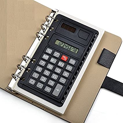 Chris-Wang Portable Pocket 6-Hole Solar Power Calculator Ruler for Universal A5/A6/B5 Binder Planner/Notebook/Personal Organizer/Planner