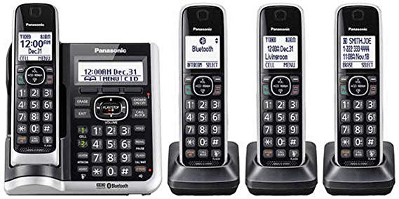 Panasonic KX-TG884SK ( 4 Handset ) Cordless Phone – Digital Answering System Bluetooth Link2Cell DECT 6.0 - Base KX-TG885SK , H/S KX-TGFA61B (Renewed)