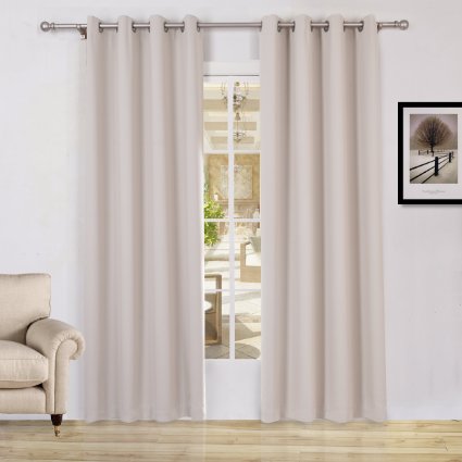 Lullabi Solid Thermal Blackout Window Curtain Drapery Grommet 84-inch Length by 54-inch Width Beige Set of 2 Panels