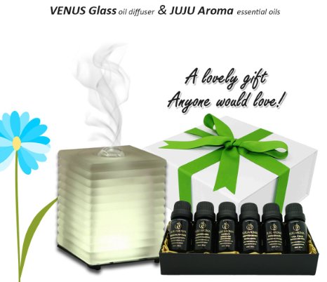 KOKO AROMA VENUS GLASS Aromatherapy Essential Oil Diffuser with 100% JUJU AROMA Essential Oil Gift Set ✪ Your Perfect Companion - Promote Health ✪ FREE eBOOK - Great Money-Saving and Gift Idea!